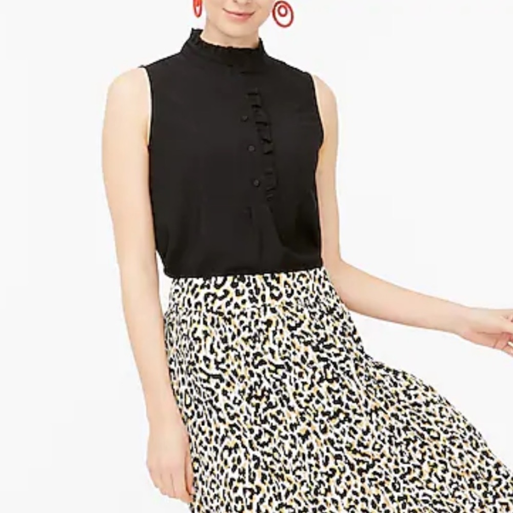 Ruffle-trim Crepe Sleeveless Blouse